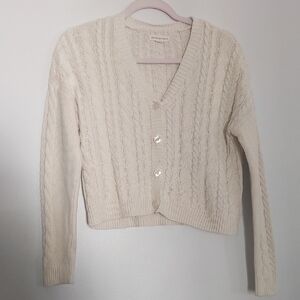 Aeropostale Cream Cable Knit Cardigan, XS